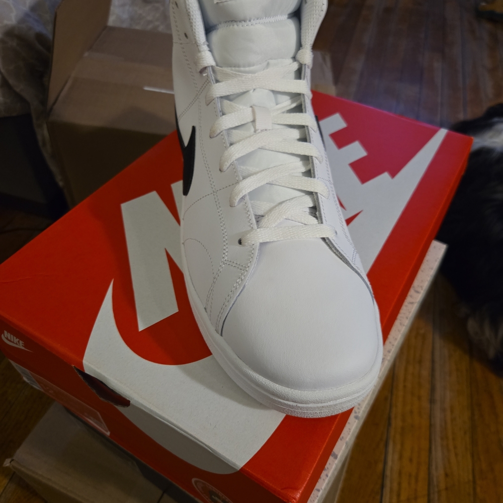 Nike Classic White High-Tops with Black Swoosh